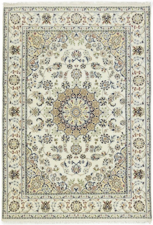 Cream Floral 5X7 Indo-Nain Oriental Rug
