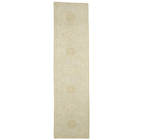 Cream Floral Oushak 3X11'5 Turkish Oriental Runner Rug