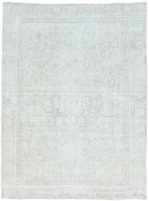 Antique Muted Beige Floral 7'5X10 Distressed Vintage Oriental Rug