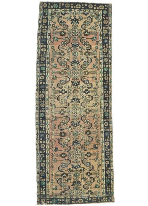 Antique Muted Rusty Beige Tribal 3'6X9'4 Distressed Vintage Oriental Runner Rug