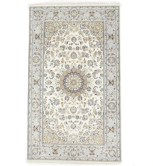 Cream Floral 5X8 Indo-Nain Oriental Rug