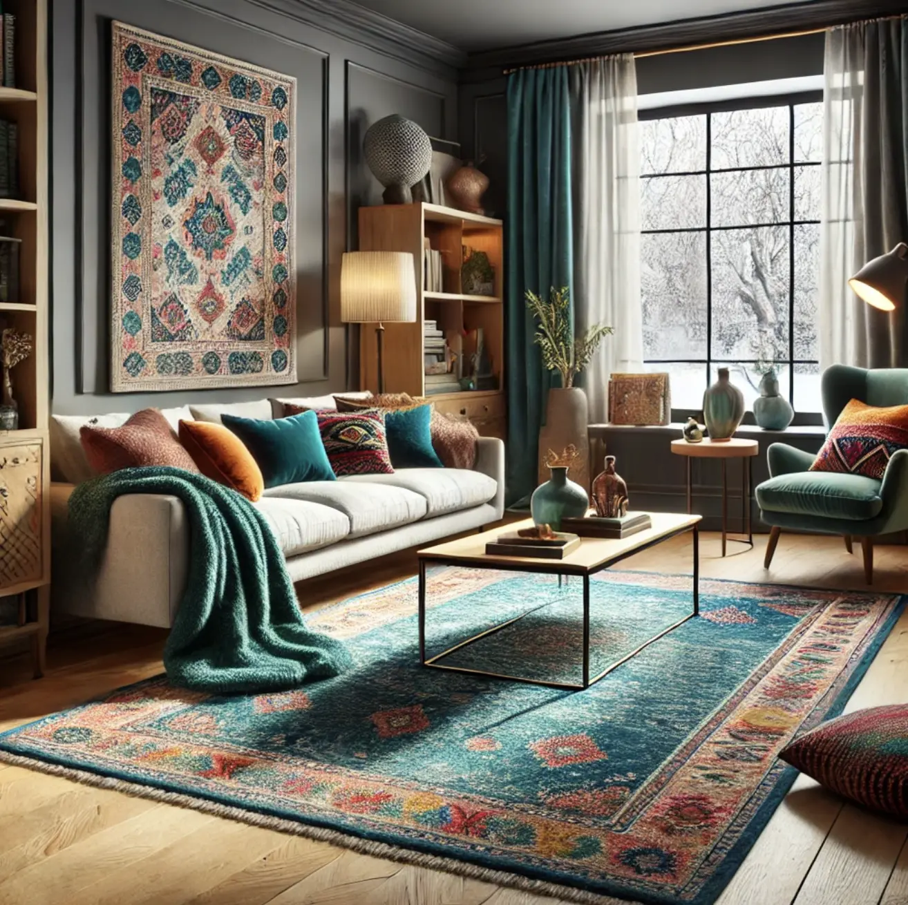 Adding a Pop of Color with Rugs: Brighten Up Grey Winter Days