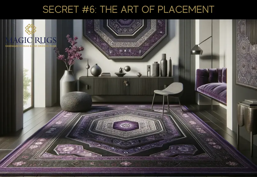 purple geometric entryway rug