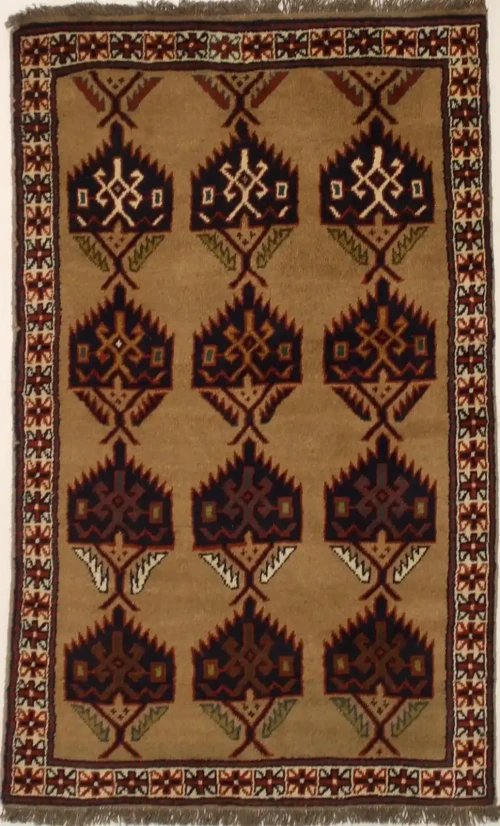 Khaki Tribal 4X7 Ghoochan Persian Rug