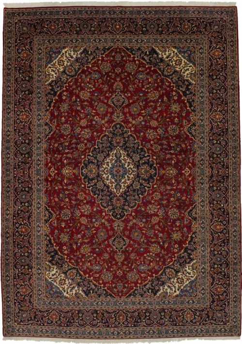 Vintage Red Traditional 10X14 Kashan Persian Rug