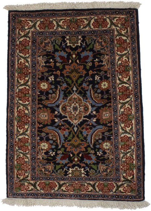 Dark Navy Floral 2X3 Bidjar Persian Rug