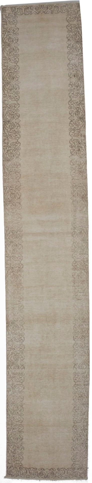 Muted Antique Distressed 2'8X15'7 Tabriz Persian Runner Rug