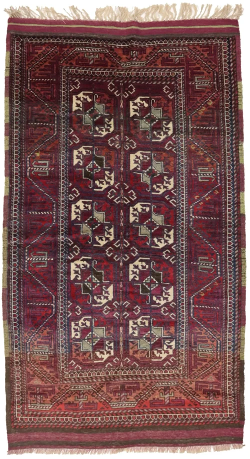 Vintage Burgundy Tribal 4'4X7'9 Ghoochan Persian Rug