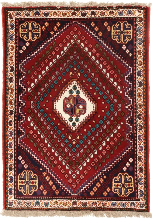 Red Tribal Geometric 3'4X4'8 Oriental Rug