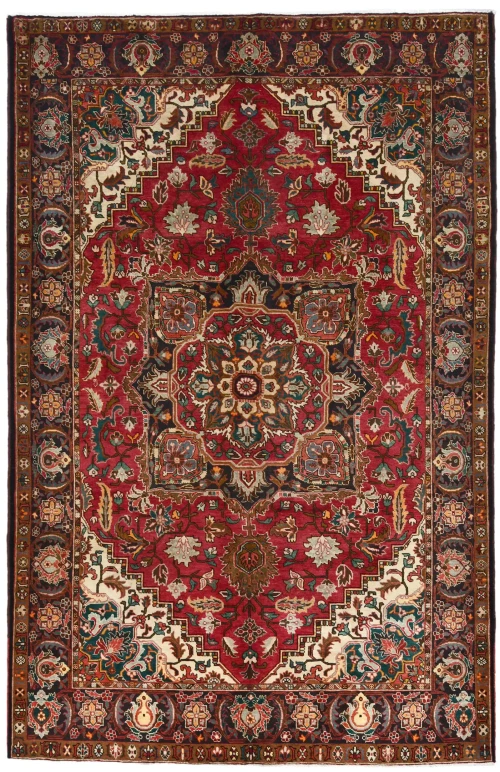 Red Vintage Floral 8X12 Heriz Persian Oriental Rug