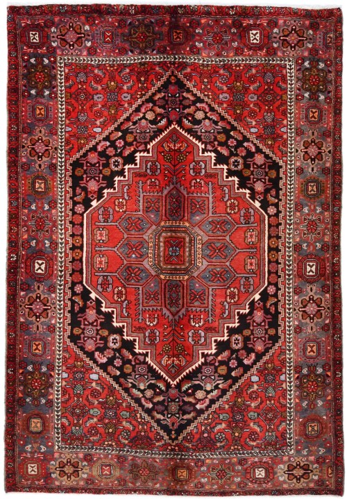 Vintage Red Floral 4'6X7 Zanjan Gholtogh Persian Oriental Rug