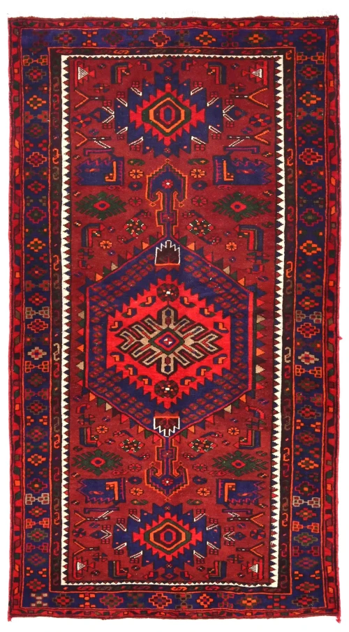 Vintage Maroon Red Tribal 4X7 Hamedan Persian Rug