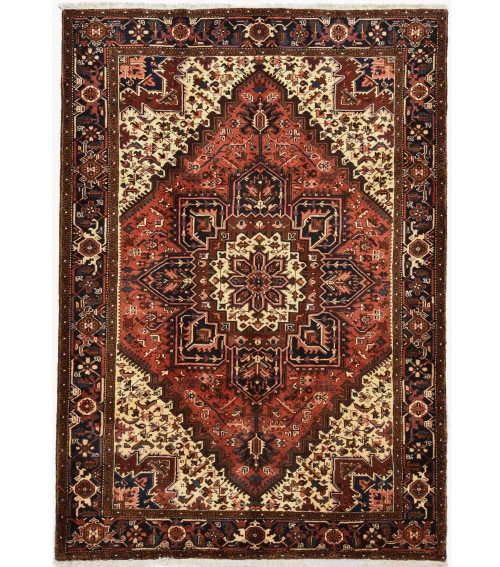 Vintage Red Geometric 7X10 Heriz Persian Rug