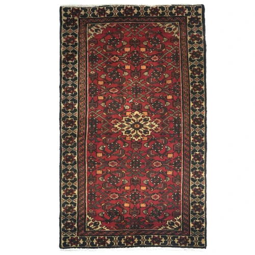 Vintage Red Floral Tribal 3X5 Hamedan Persian Rug