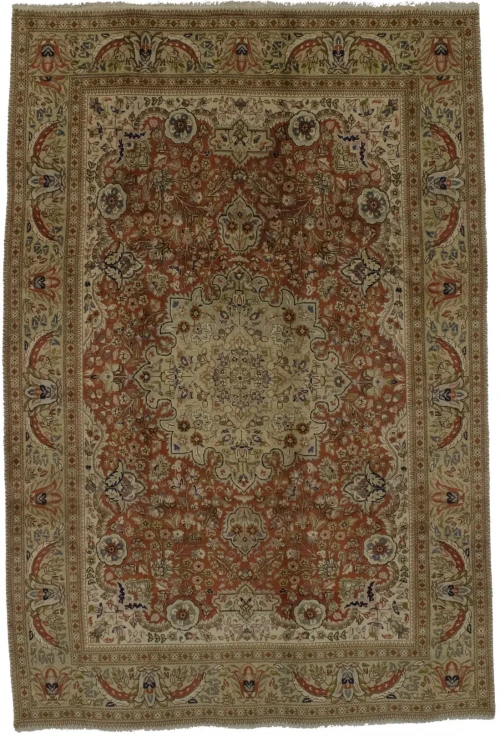 Orange Semi Antique Classic 6'4X9'7 Tabatabaei Persian Oriental Rug