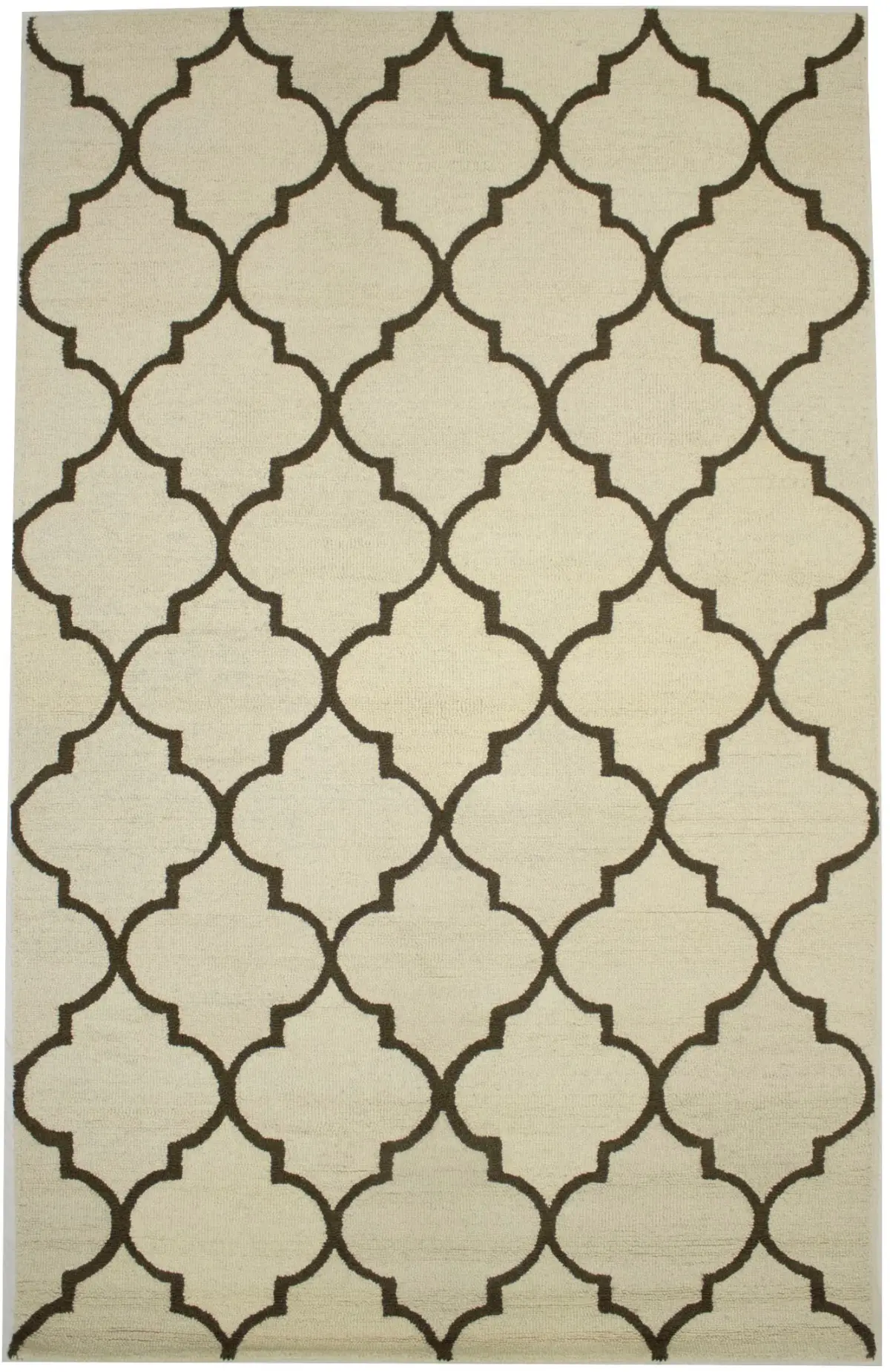 Cream & Brown Floral Trellis Design 5X8 Hand-Tufted Modern Rug