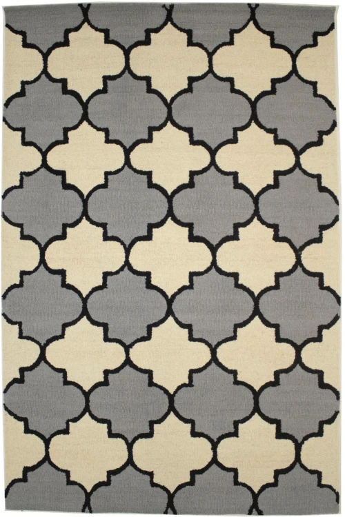 Cream & Gray Floral Trellis Design 5X8 Hand-Tufted Modern Rug