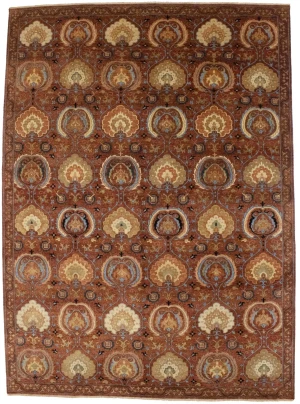 Cinnamon Brown Floral 9X12'6 Osh Chobi Peshawar Oriental Rug