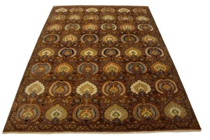 Cinnamon Brown Floral 9X12'6 Osh Chobi Peshawar Oriental Rug