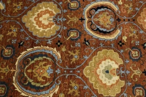 Cinnamon Brown Floral 9X12'6 Osh Chobi Peshawar Oriental Rug