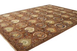 Cinnamon Brown Floral 9X12'6 Osh Chobi Peshawar Oriental Rug
