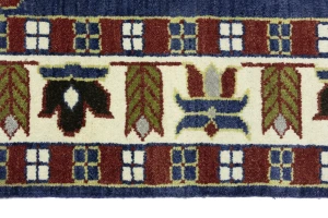 Dark Blue Geometric 6X9 Kazak Oriental Rug