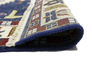 Dark Blue Geometric 6X9 Kazak Oriental Rug
