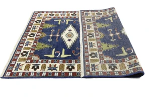 Dark Blue Geometric 6X9 Kazak Oriental Rug