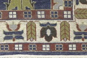 Dark Blue Geometric 6X9 Kazak Oriental Rug