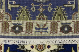 Navy Blue Geometric 3X8 Kazak Oriental Runner Rug