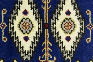 Navy Blue Geometric 3X8 Kazak Oriental Runner Rug