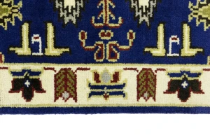 Navy Blue Geometric 3X8 Kazak Oriental Runner Rug