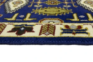 Navy Blue Geometric 3X8 Kazak Oriental Runner Rug