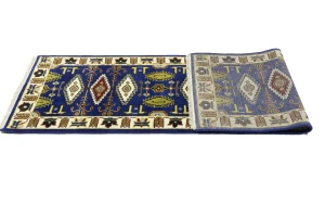 Navy Blue Geometric 3X8 Kazak Oriental Runner Rug