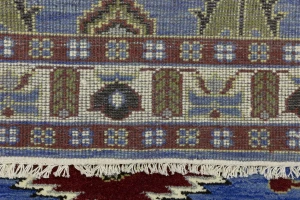 Blue Geometric 4X6 Kazak Oriental Rug