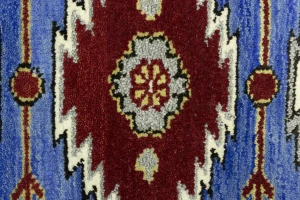 Blue Geometric 4X6 Kazak Oriental Rug