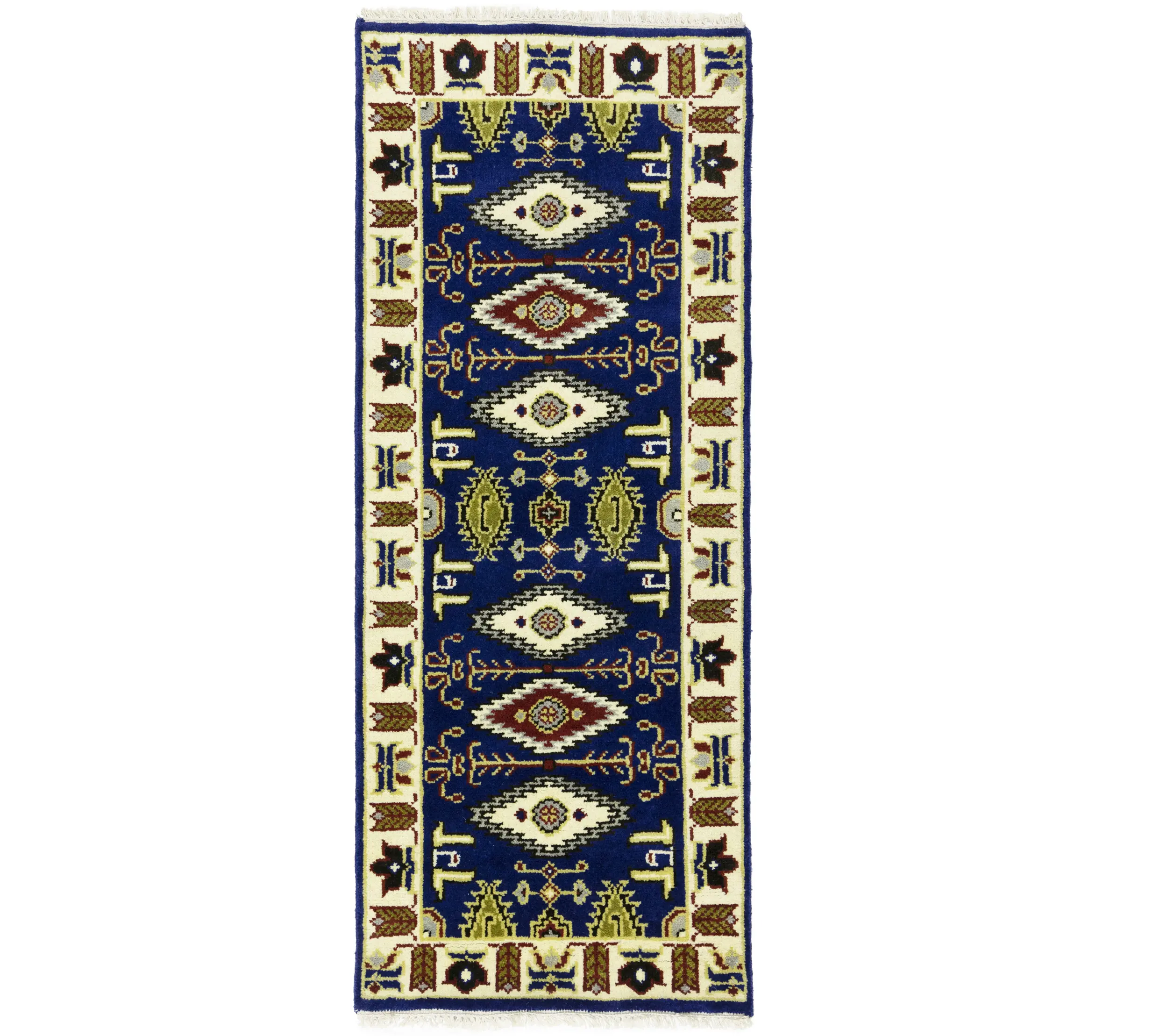 Dark Blue Geometric 3X6 Kazak Oriental Rug