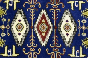 Dark Blue Geometric 3X6 Kazak Oriental Rug