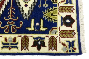 Dark Blue Geometric 3X6 Kazak Oriental Rug