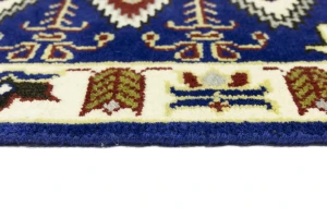 Dark Blue Geometric 3X6 Kazak Oriental Rug
