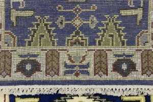 Dark Blue Geometric 3X6 Kazak Oriental Rug