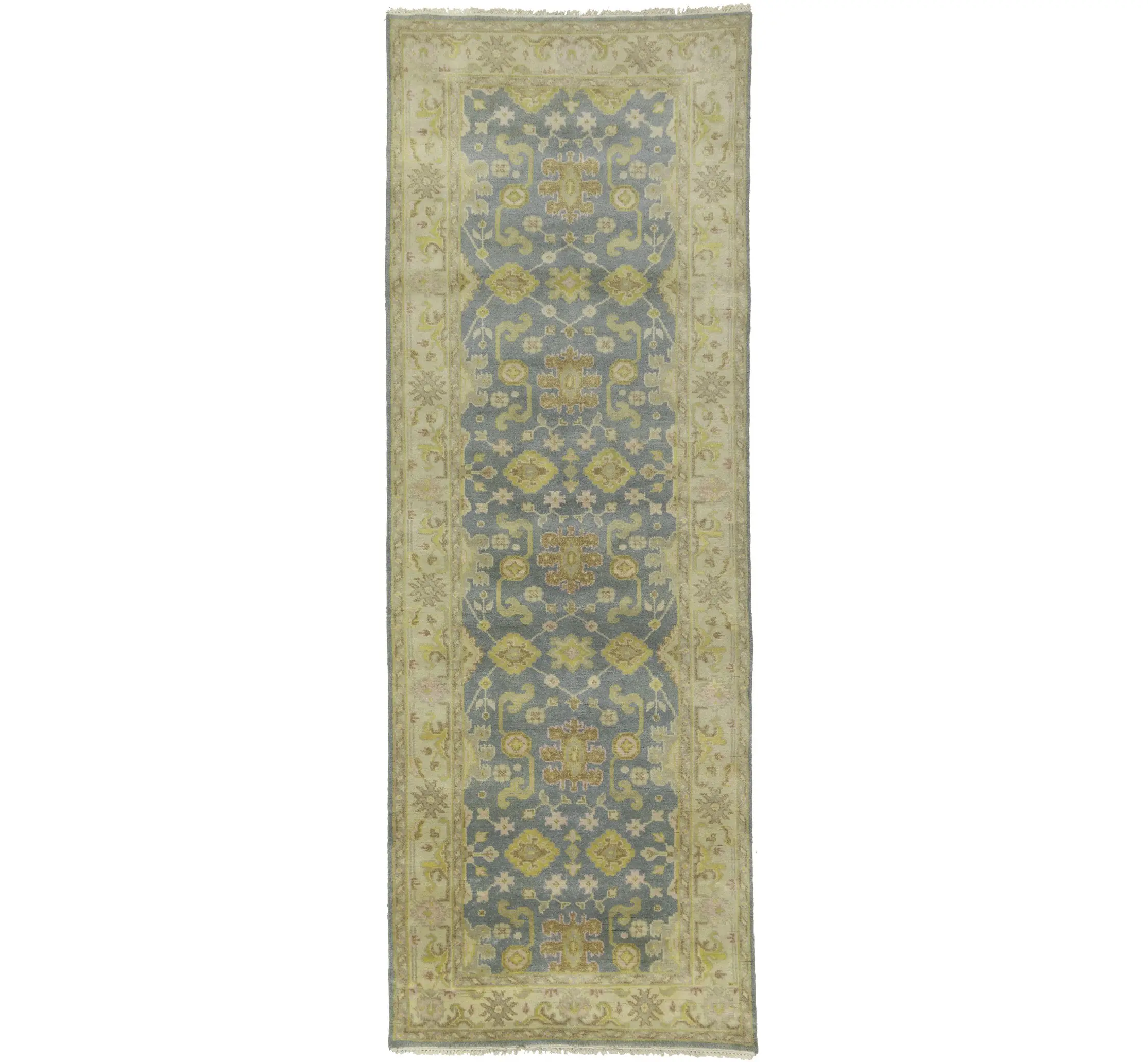 Gray Floral 4X12 Oushak Chobi Oriental Runner Rug