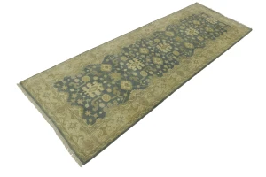 Gray Floral 4X12 Oushak Chobi Oriental Runner Rug