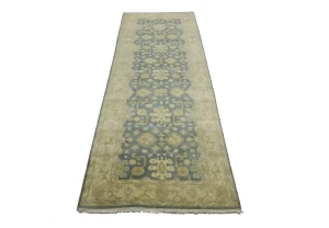 Gray Floral 4X12 Oushak Chobi Oriental Runner Rug