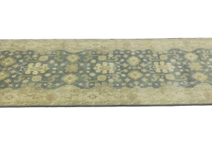 Gray Floral 4X12 Oushak Chobi Oriental Runner Rug