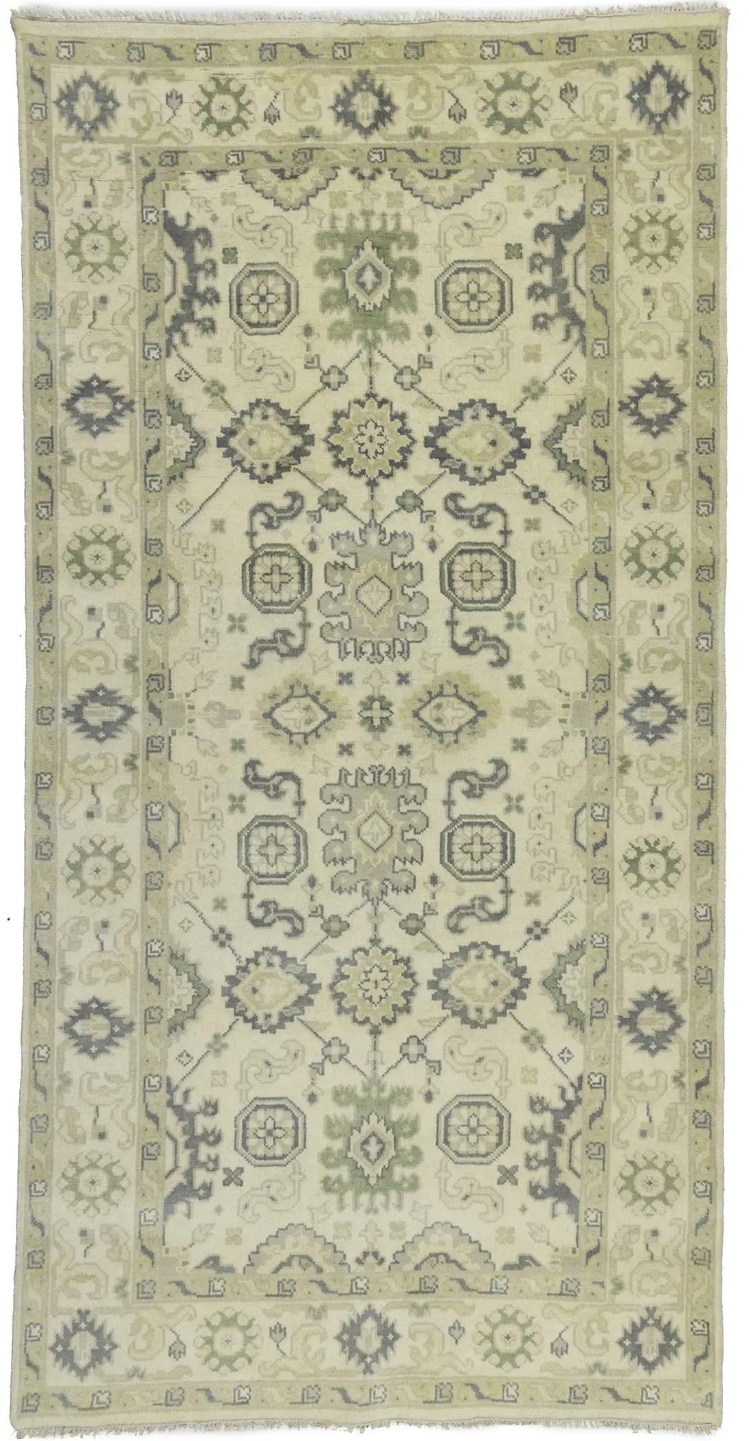 Gray Floral 6X12 Oushak Chobi Oriental Runner Rug