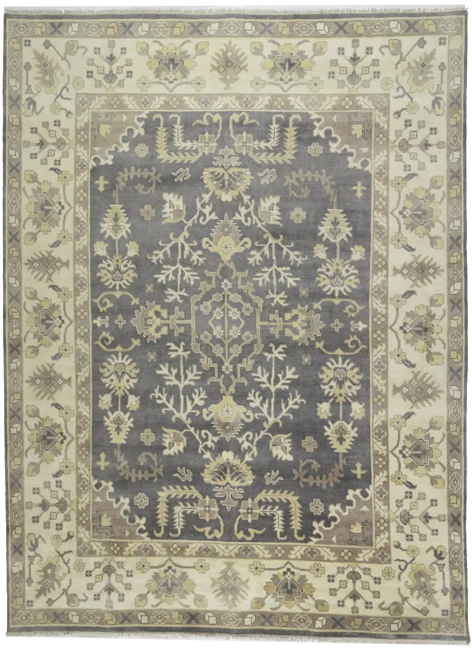 Taupe Floral 10X14 Oushak Chobi Oriental Rug