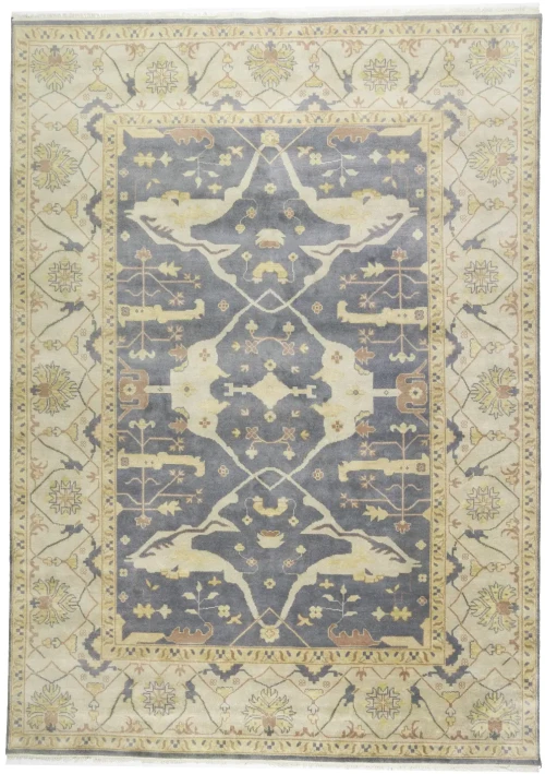 Brownish Gray Floral 10X14 Oushak Oriental Rug