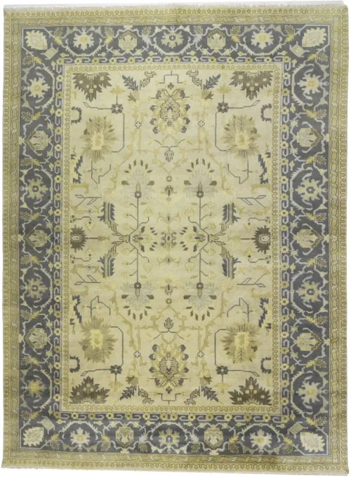 Beige Floral 10X14 Oushak Chobi Oriental Rug