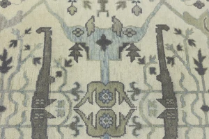 Cream Floral 9X12 Oushak Oriental Rug